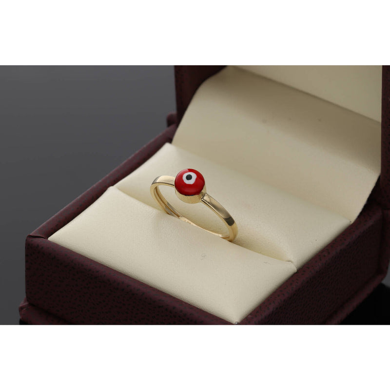 14 Karat Gold Red Eye Ring