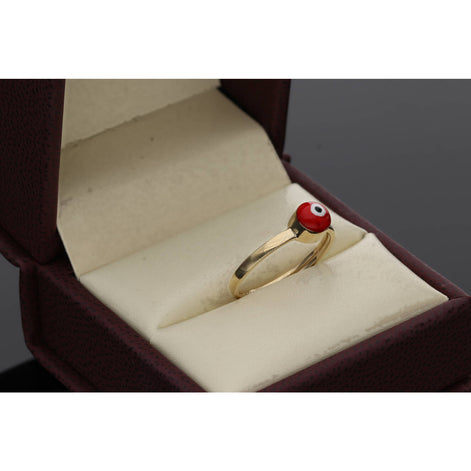 14 Karat Gold Red Eye Ring