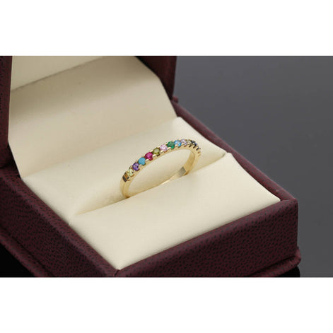 14 Karat Gold Cz Colorful Fancy Ring S:7 W:1.2