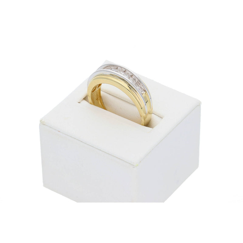 Two Channel Natural Diamond Men Wedding Band Set on Ring Box