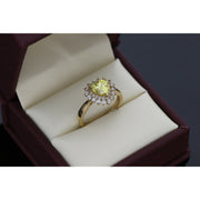 10K Yellow Gold Heart Shaped Zircon Ring with Clear Cubic Zirconia Accents - Detailed View