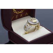 Three-quarter view of the royal crown diamond ring inside a premium VEKA Jewelry burgundy gift box