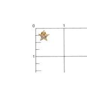 Technical measurement grid view of a Veka Jewelry 10K gold diamond star stud earring confirming its precise 9mm width in a One Inch scale.