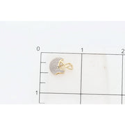Size measurement of a 13mm diamond football helmet earring next to a ruler for scale reference.