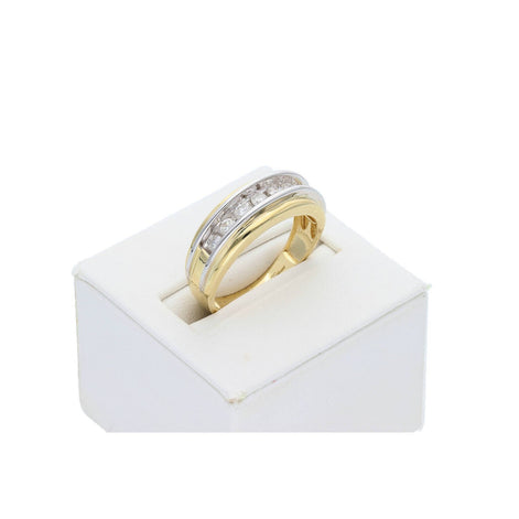 Gold Diamond Mens Band Two Tone Ring Channel Style 