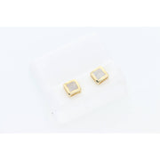 10k Square Natural Diamond Yellow Gold Stud Earrings 