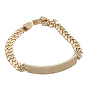 Gold Cuban Link ID Bracelet 14 Karat Real Gold
