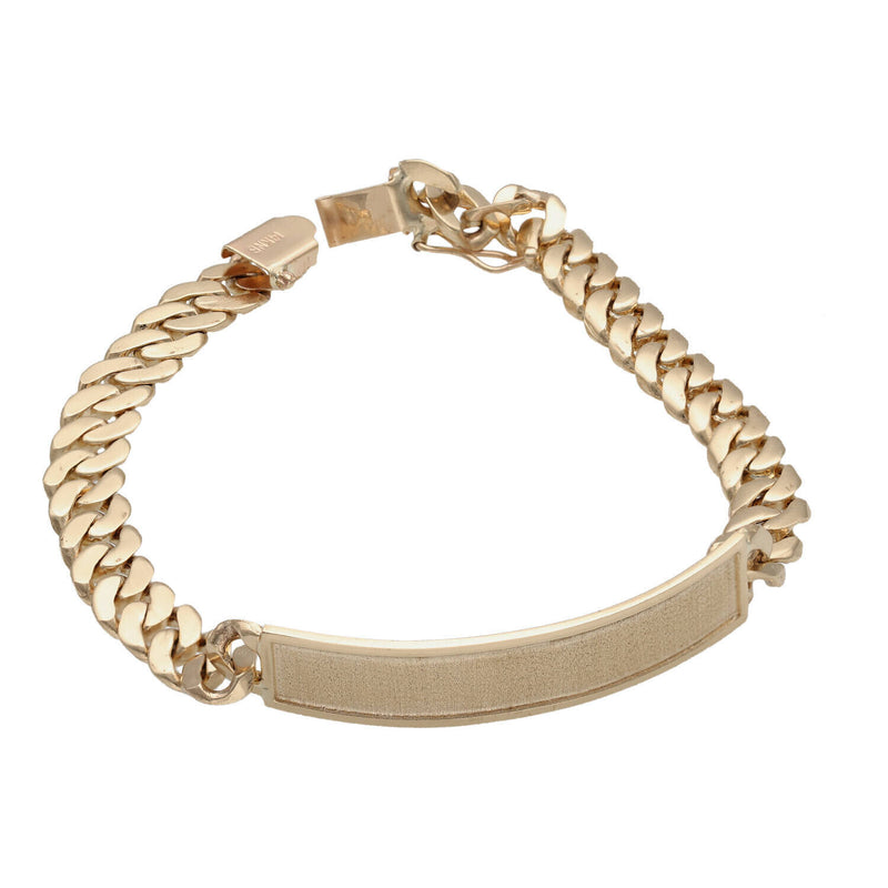 Gold Cuban Link ID Bracelet 14 Karat Real Gold