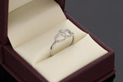 Elegant 14k white gold double heart diamond promise ring presented in a premium burgundy VEKA Jewelry gift box