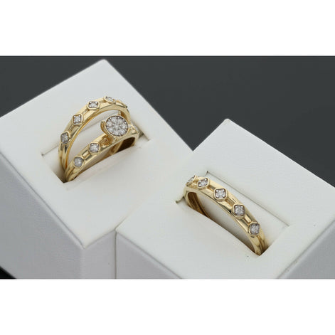 14 Karat Gold 0.25 Ctw Diamond Trio Wedding Ring - VEKA Jewelry