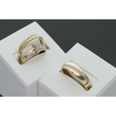 14 Karat Gold & 0.25 Ctw Diamond Trio Wedding Rings