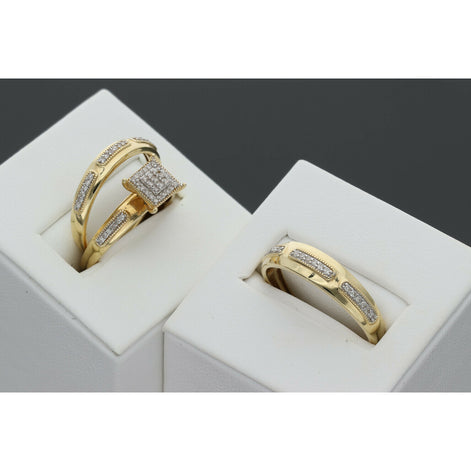 14 Karat Gold & 0.35 Ctw Diamond Trio Wedding Rings