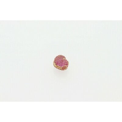 14 Karat Gold & Zirconium Pink Heart Bracelet Brake Charm