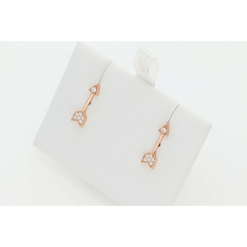14 Karat Gold 0.15 ctw Diamond Arrow Stud Earrings - Veka Jewelry