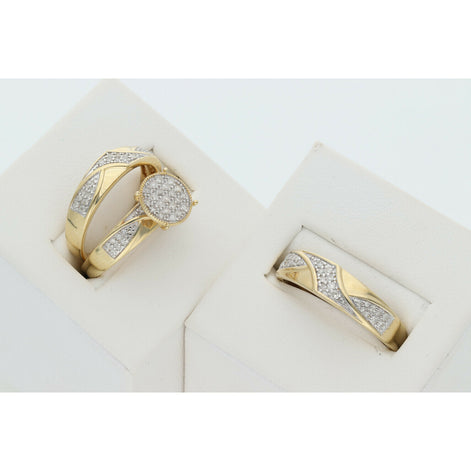 14K Gold & 0.50 Ctw Diamond Wedding Trio Set Rings