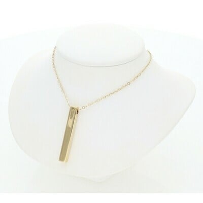 14K G Fancy Bar Charm Rolo Nec 0.7 x 18" W: 3.6
