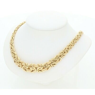 14K Gold Bizantine Necklace 7-12x18"W:18.8