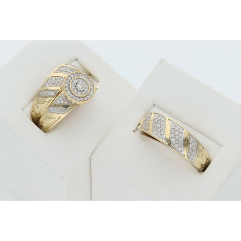 14 Karat Gold & 1.58 Ctw Diamond Wedding Trio Set Ring