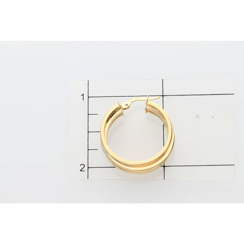 Gold 2 Line Hoop Earring 14 Karat Real Gold