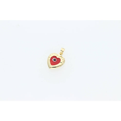 14 Karat Gold Red Heart Shape Eye Charm 0.9
