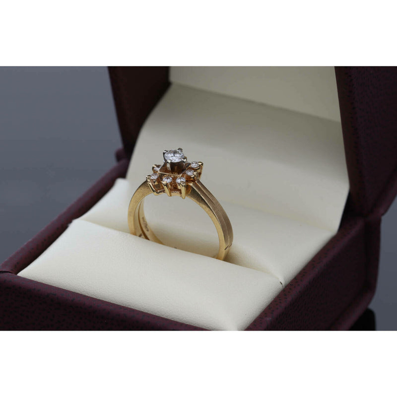 Diamond Flower Wedding Duo Set Rings