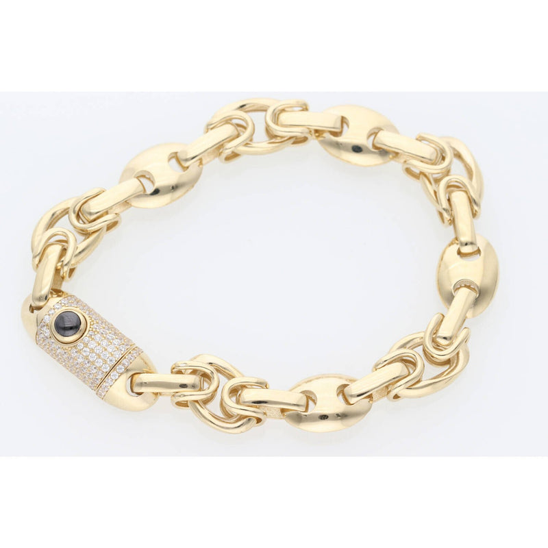 14K G & CZ Puff Mariner Brac 9.8 x 7" W:18.2