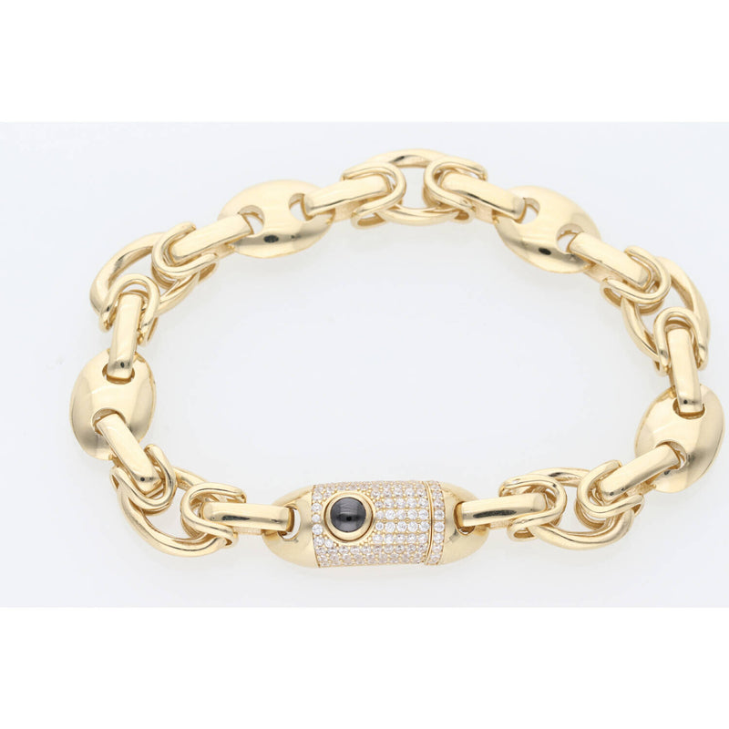 14K G & CZ Puff Mariner Brac 9.8 x 7" W:18.2