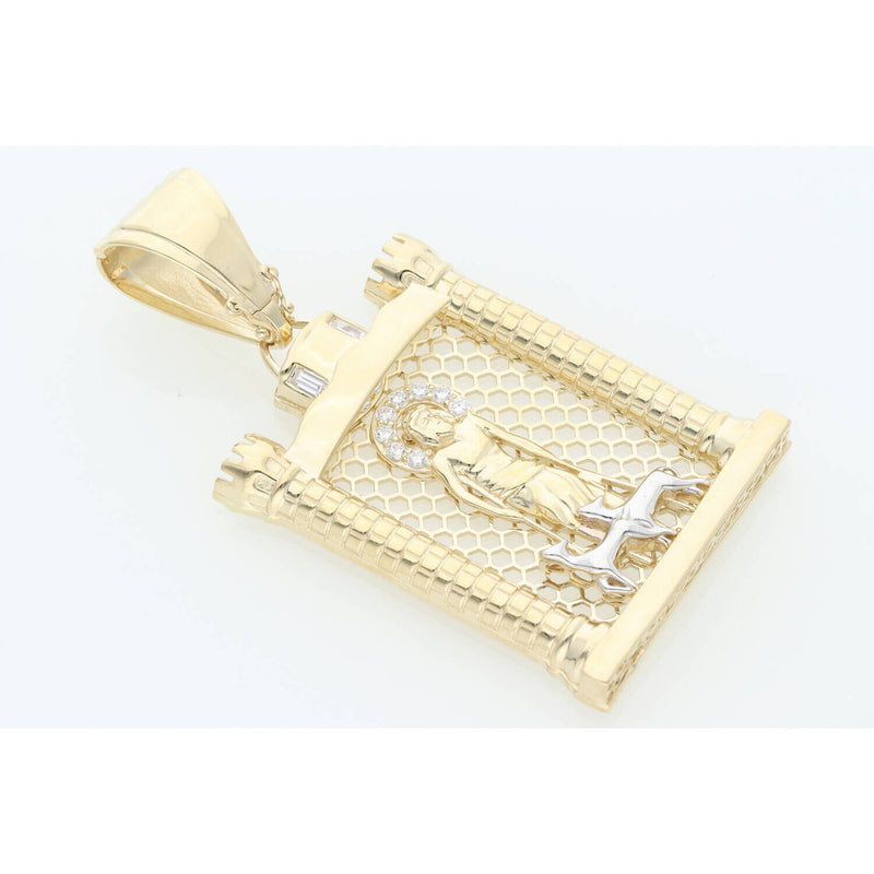 10K Gold Cz 2Tone St. Lazaro House Charm W:17.7