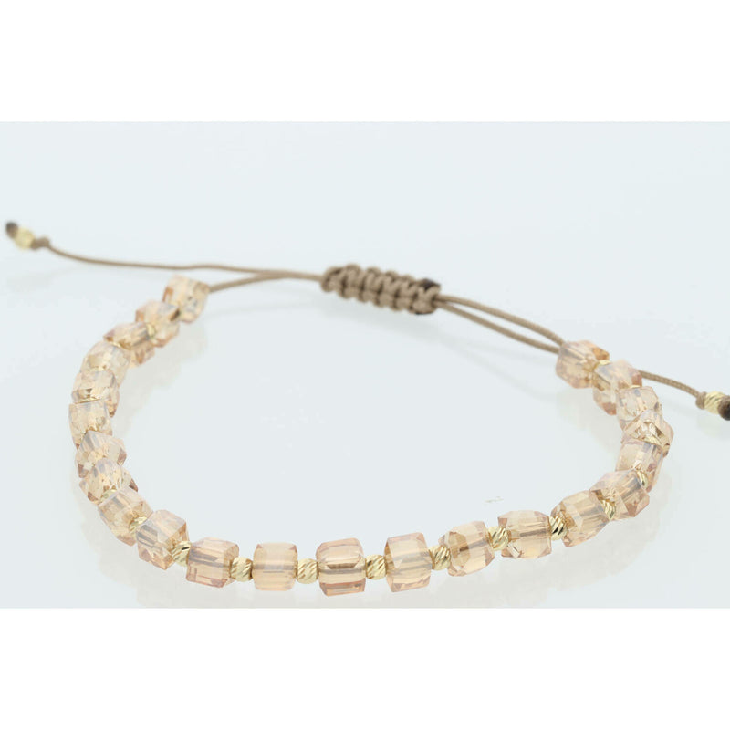 14K Gold Cream Box Adjustable Fancy Bracelet W: 0.89