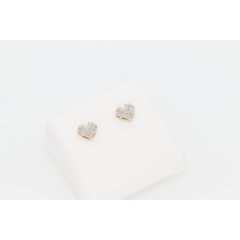 10 Karat Gold 1/10ct Diamond Heart Micro-Pave Stud Earring