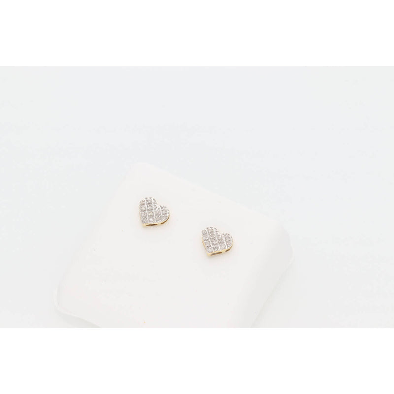 10 Karat Gold 1/10ct Diamond Heart Micro-Pave Stud Earring