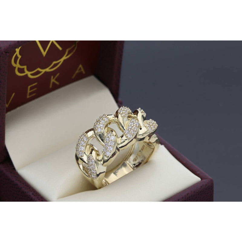 10K Gold CZ Cuban Link Ring