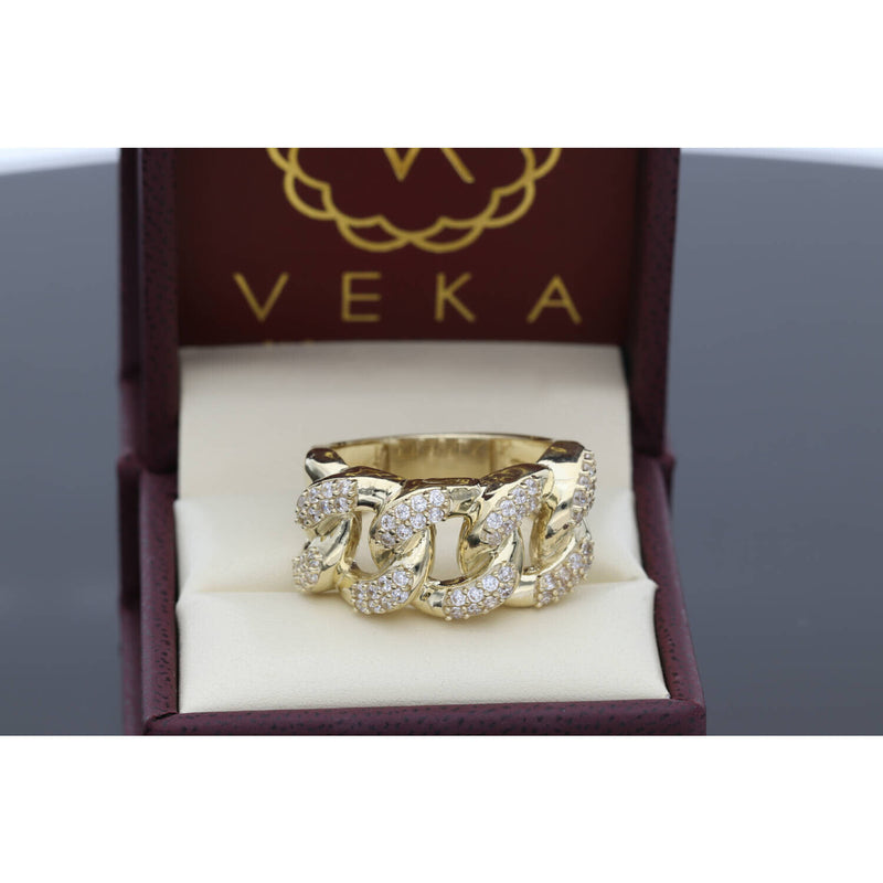10K Gold CZ Cuban Link Ring