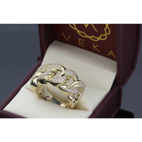 10K Gold CZ Cuban Link Ring