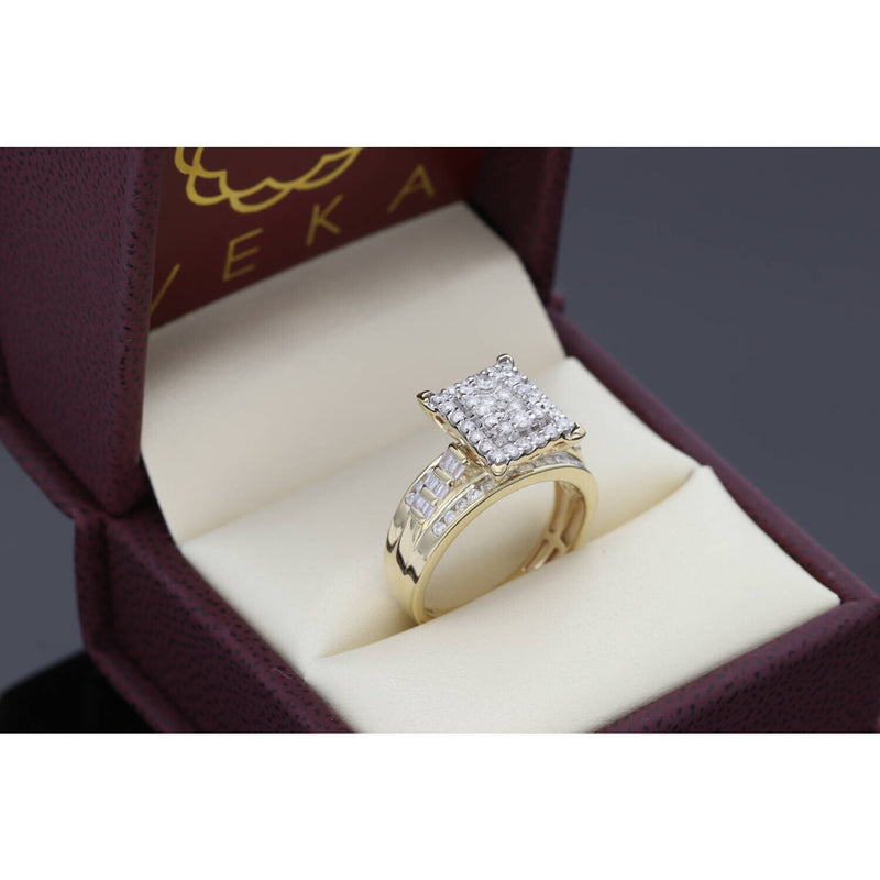 10K Gold 0.78 ctw Diamond Cinderella Square Ring