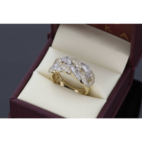 10K Gold 1.60 ctw Diamond Cuban Ring