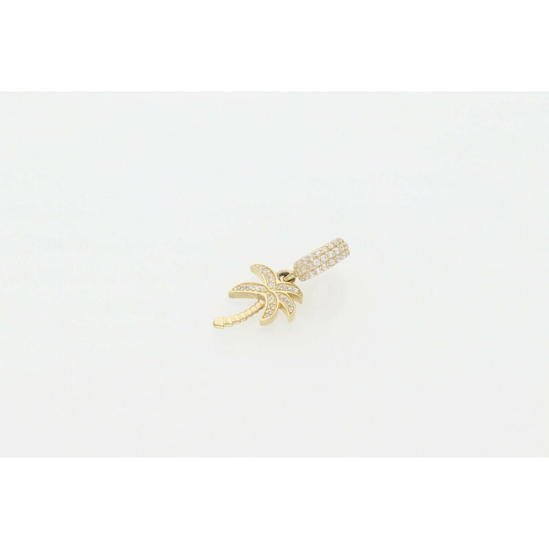 14 Karat Gold & Cz Palm Tree Fancy Charm W:1.9