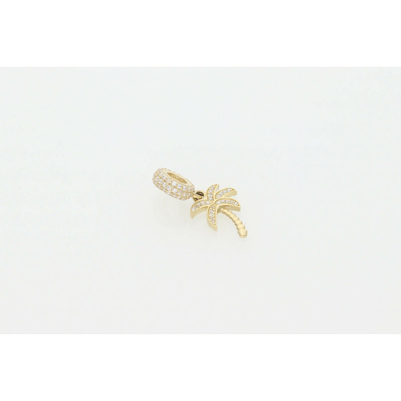 14 Karat Gold & Cz Palm Tree Fancy Charm W:1.9