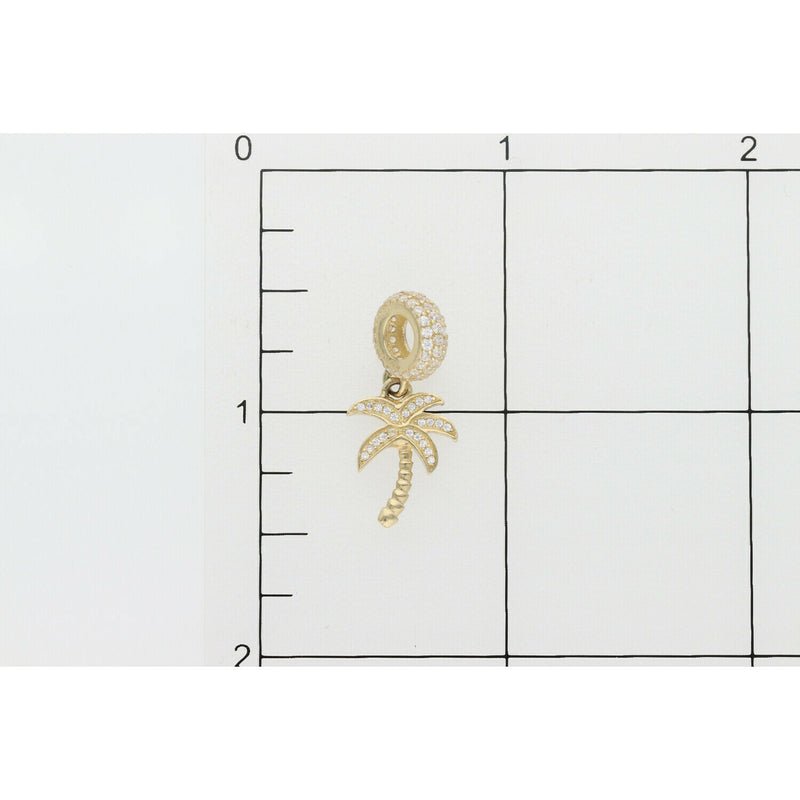 14 Karat Gold & Cz Palm Tree Fancy Charm W:1.9