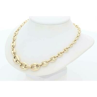 14 Karat Gold Puff Mariner Necklace