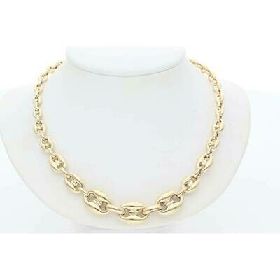 14 Karat Gold Puff Mariner Necklace