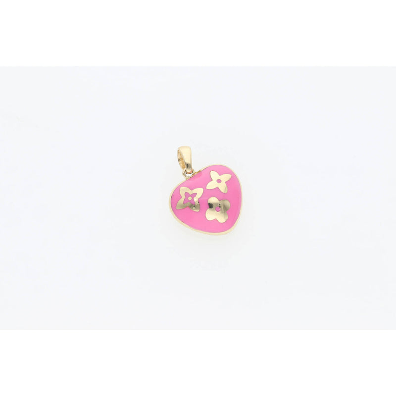 14 Karat Gold Pink Heart  Charm W:2.8