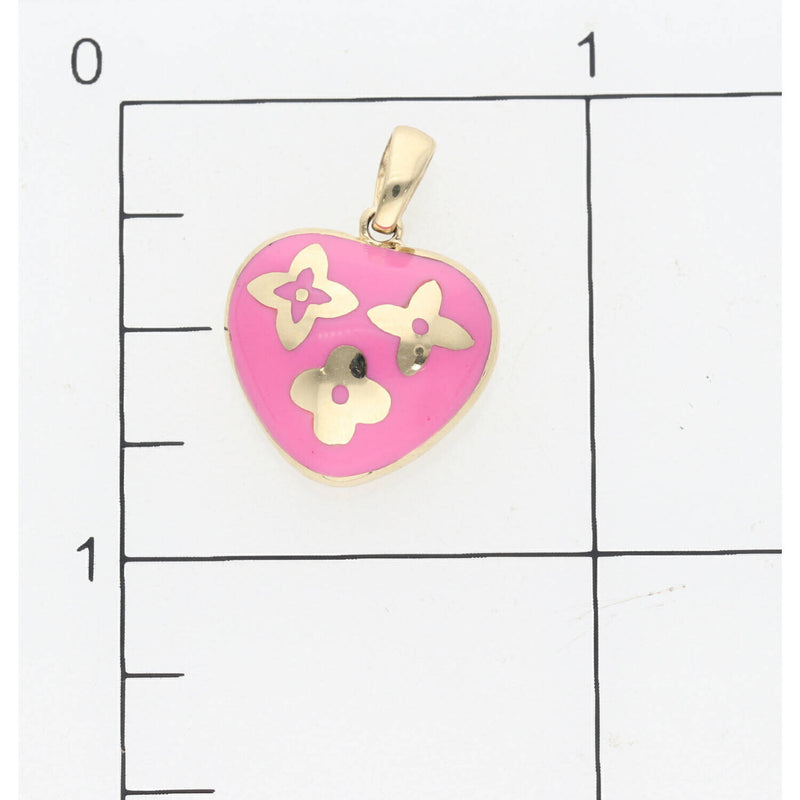 14 Karat Gold Pink Heart  Charm W:2.8