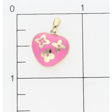 14 Karat Gold Pink Heart  Charm W:2.8