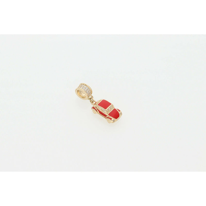14 Karat Gold & Cz Fancy Red Car Mini Charm W:2