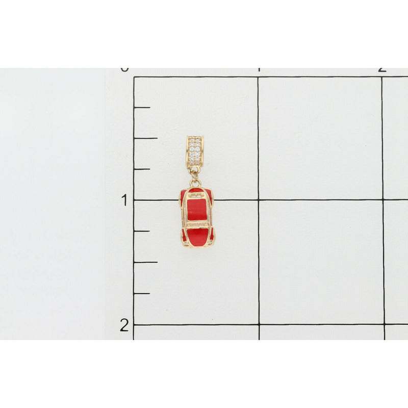 14 Karat Gold & Cz Fancy Red Car Mini Charm W:2