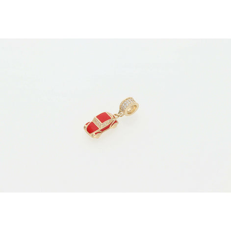 14 Karat Gold & Cz Fancy Red Car Mini Charm W:2