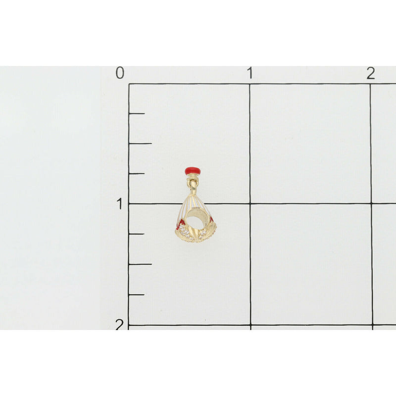 14K Gold Cz Fancy Hot Air Balloon Charm W:2.2