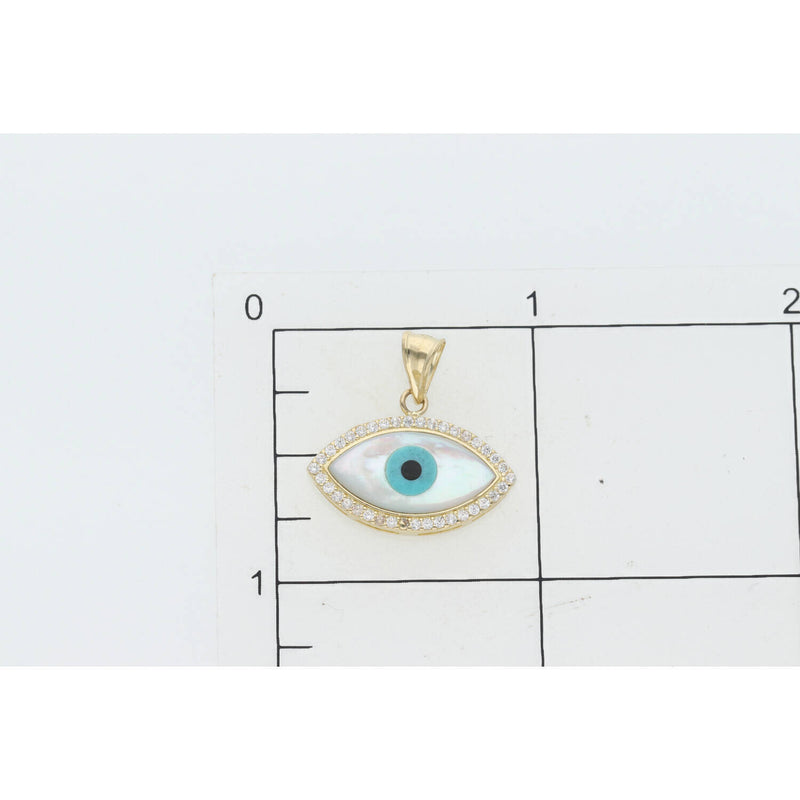 14 Karat Gold Cz Oval Eye Charm W:2.1