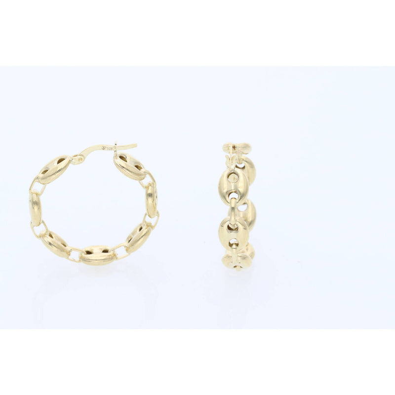 14K Gold Puff Mariner Hoop Earring 7mmW:5.1